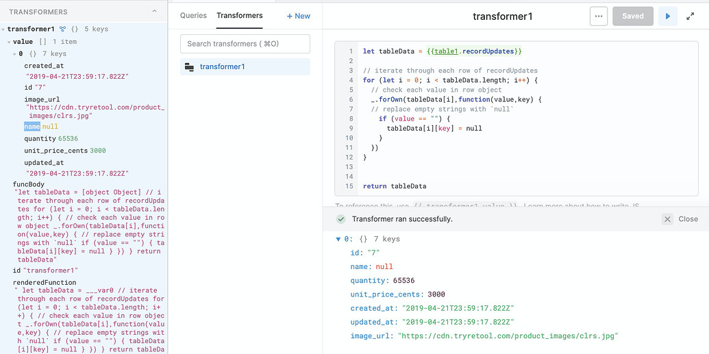 How Do I Replace Empty Strings With Null In Table recordUpdates Retool Tips Tricks Retool 