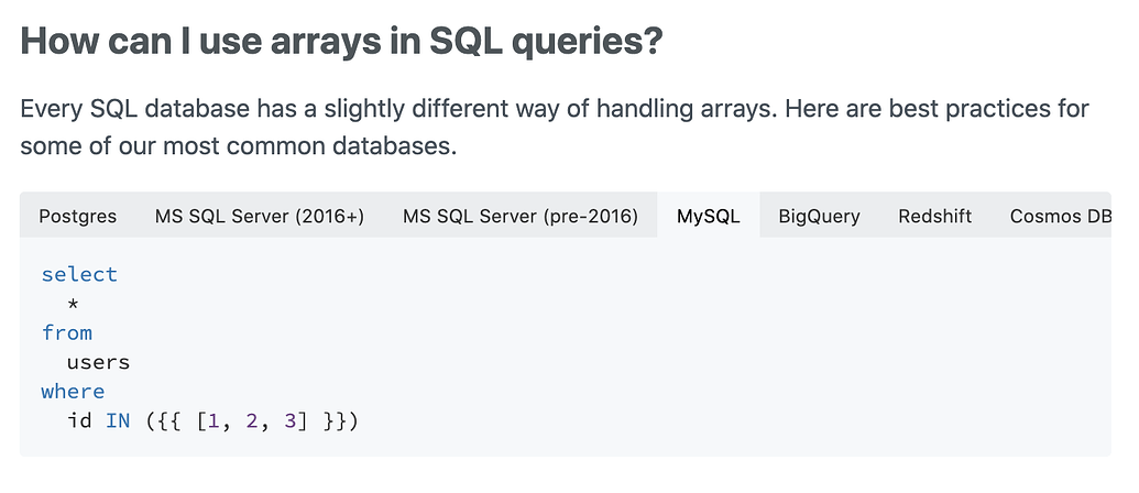 Change an array to mySQL list - Queries and Resources - Retool Forum