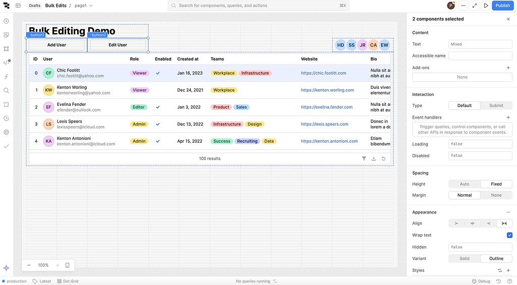 New feature: Bulk component editing - 💥 Product Updates - Retool Forum