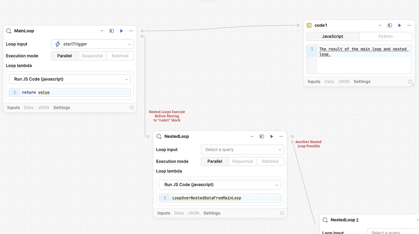 Workflow Nested Loop Connectors - 💬 Feature Requests - Retool Forum