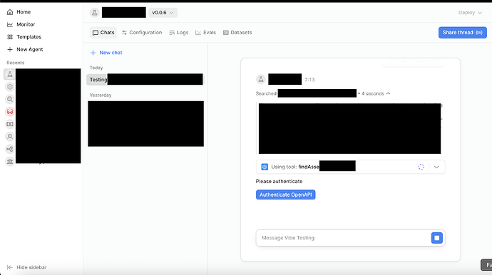 Authentication in Agents Section