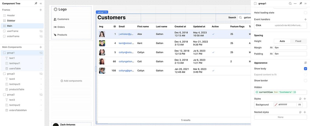 Making group components hidden - 💬 App Building - Retool Forum