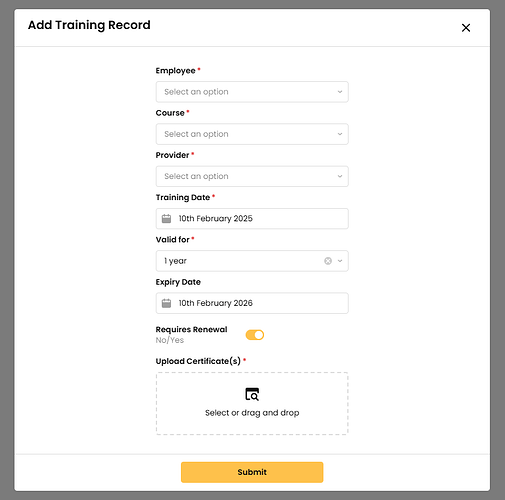 retool - training form