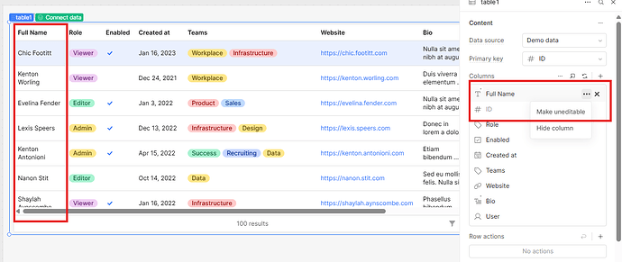 Table screenshot