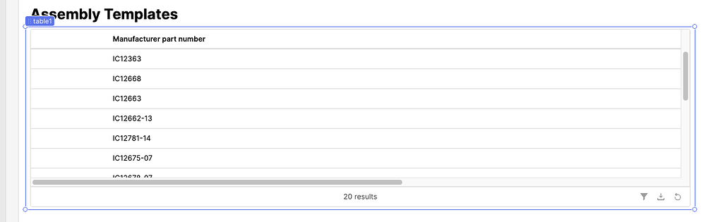 Table only rendering some columns, potentially related error message ...