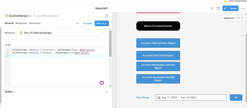 Date Range Values into local Storage - 💬 App Building - Retool Forum
