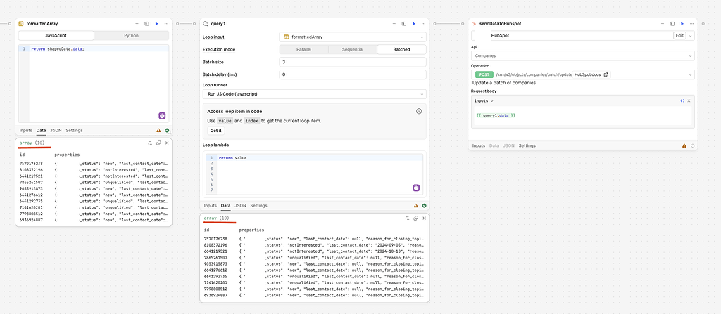 Issue with Batch Updates to HubSpot API - 💬 Workflows - Retool Forum
