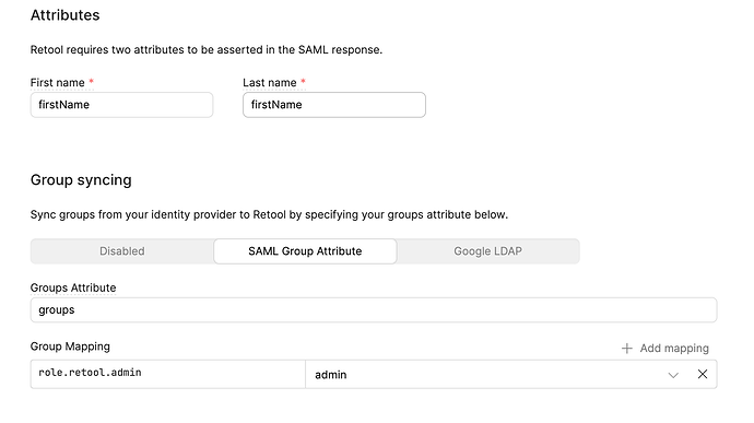 role-mapping setting in Retool