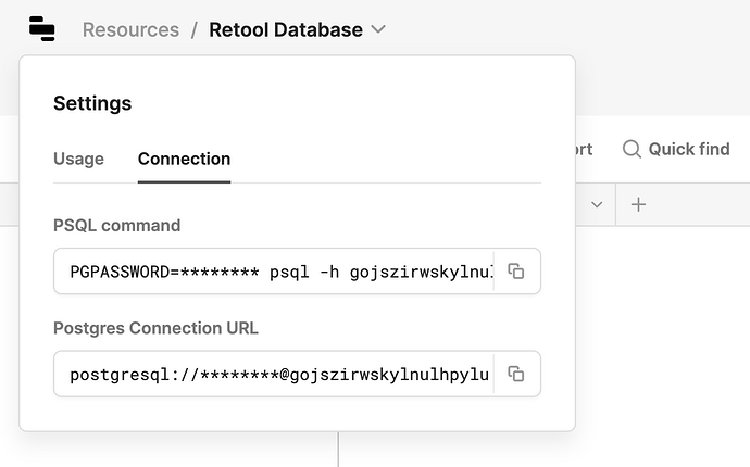 Retool-Database-connection-strings