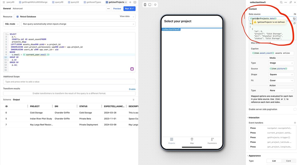 Query fails to populate list view - 💬 Mobile - Retool Forum