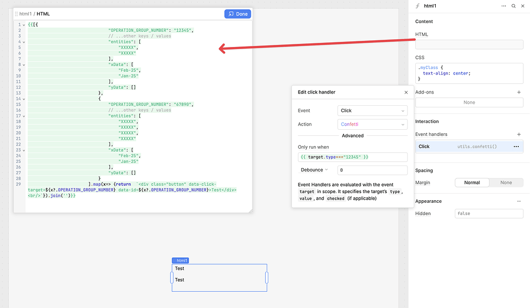 Html Number Components Example How to obtain clicked ID of a nested object that is stored within an ...
