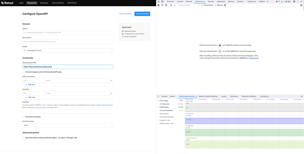OpenAPI spec freezes browser tab - 💬 Queries and Resources - Retool Forum
