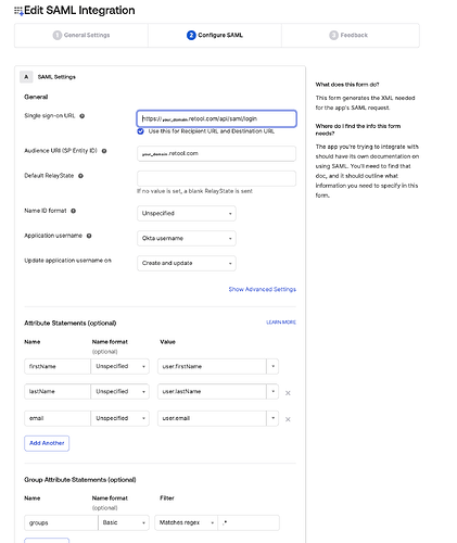 3-configure SAML details with groups