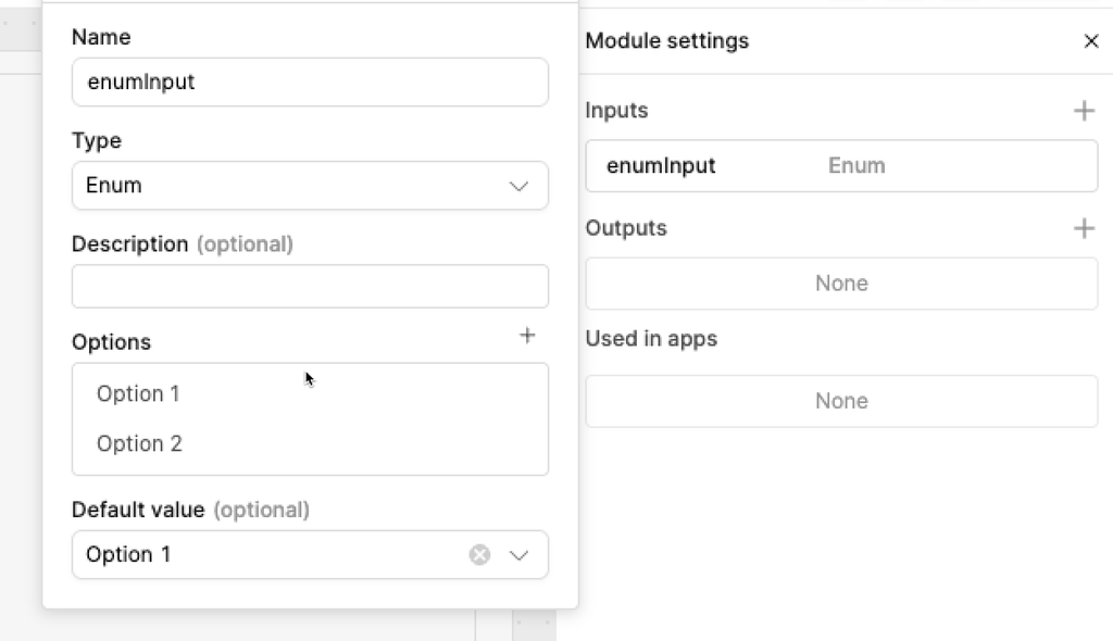 Bug report: module "enum" inputs are broken - 💬 App Building - Retool Forum