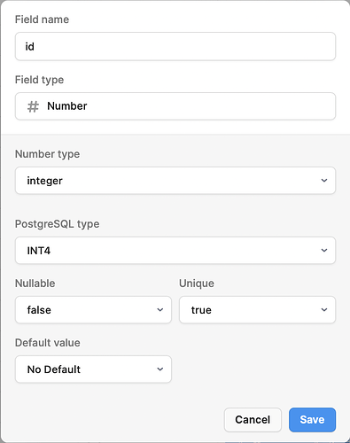 Primary Key settings