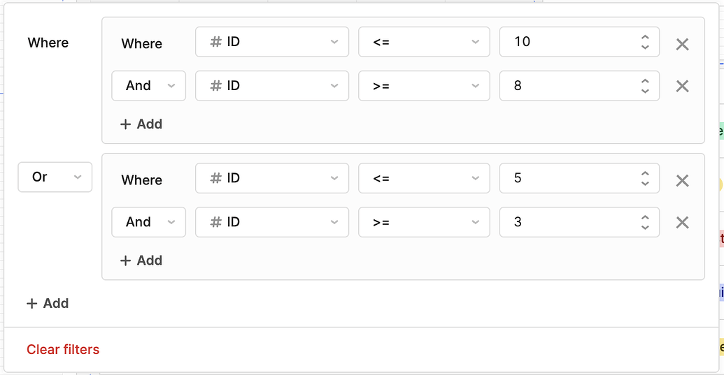 Retool Filter Block Example Modify filter in retool table that can involve multiple AND or OR ...