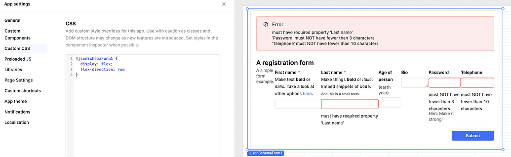 JsonSchemaForm UI Schema horizontal layout - 💬 Feature Requests ...