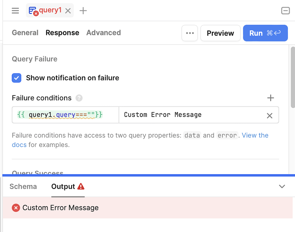 Genaric Error Message Allow for Custom Failure Message - 💬 Feature Requests - Retool Forum