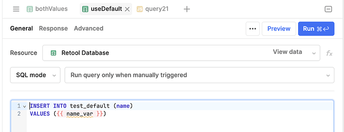 default query