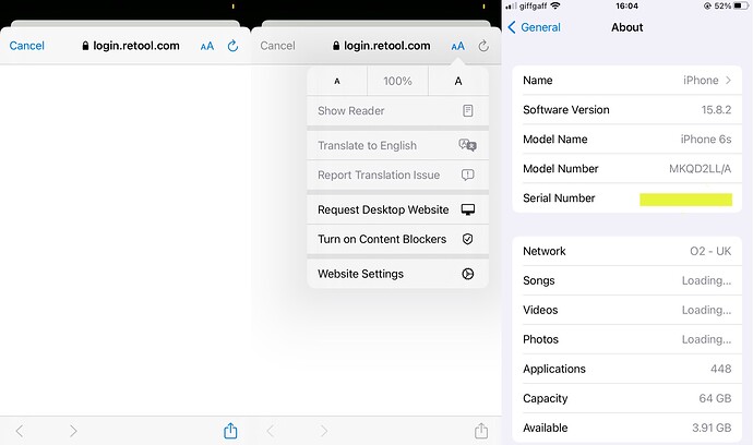 retool won't let me login in ios 15