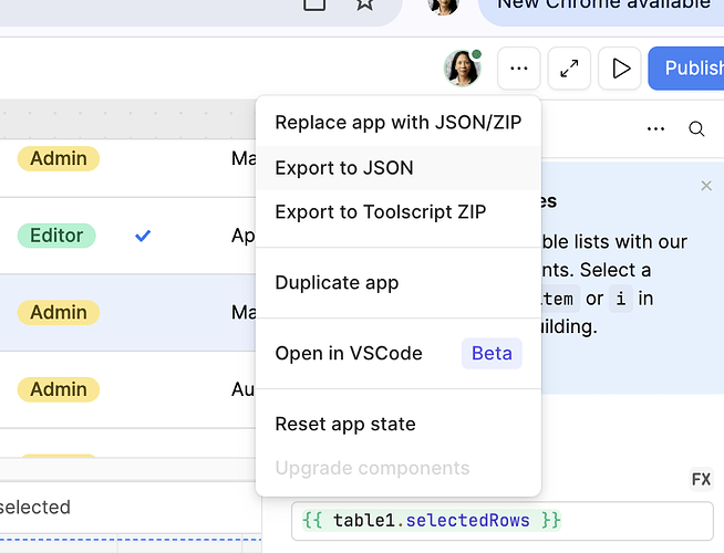 export JSON