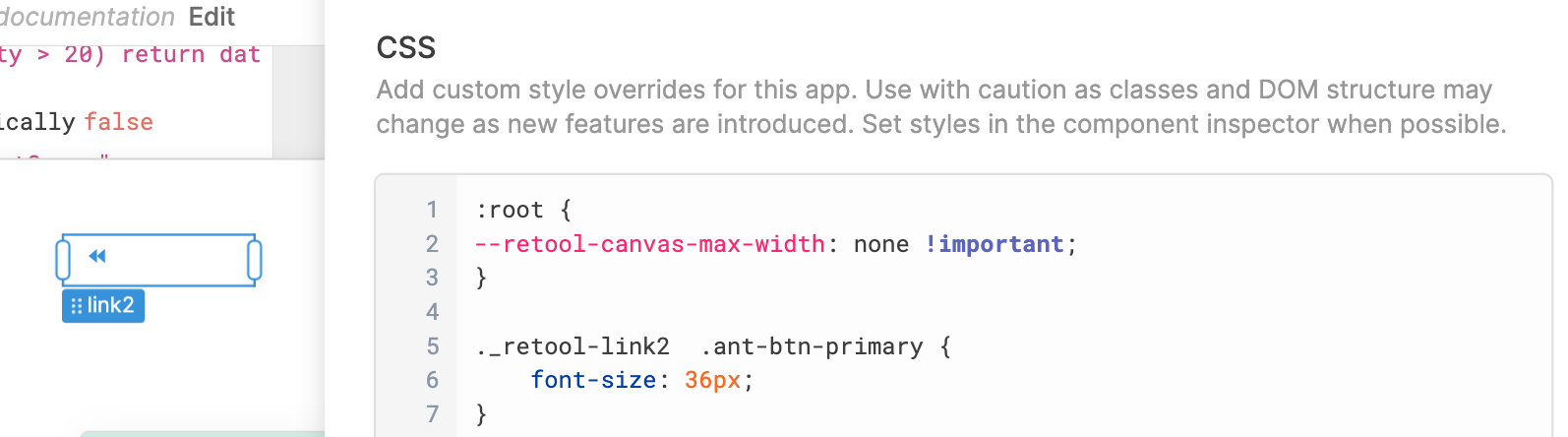 Increase the size of link button using custom CSS Queries and