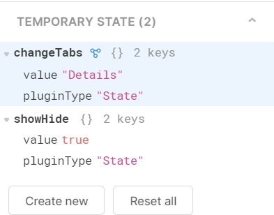 temporary states to change tabs