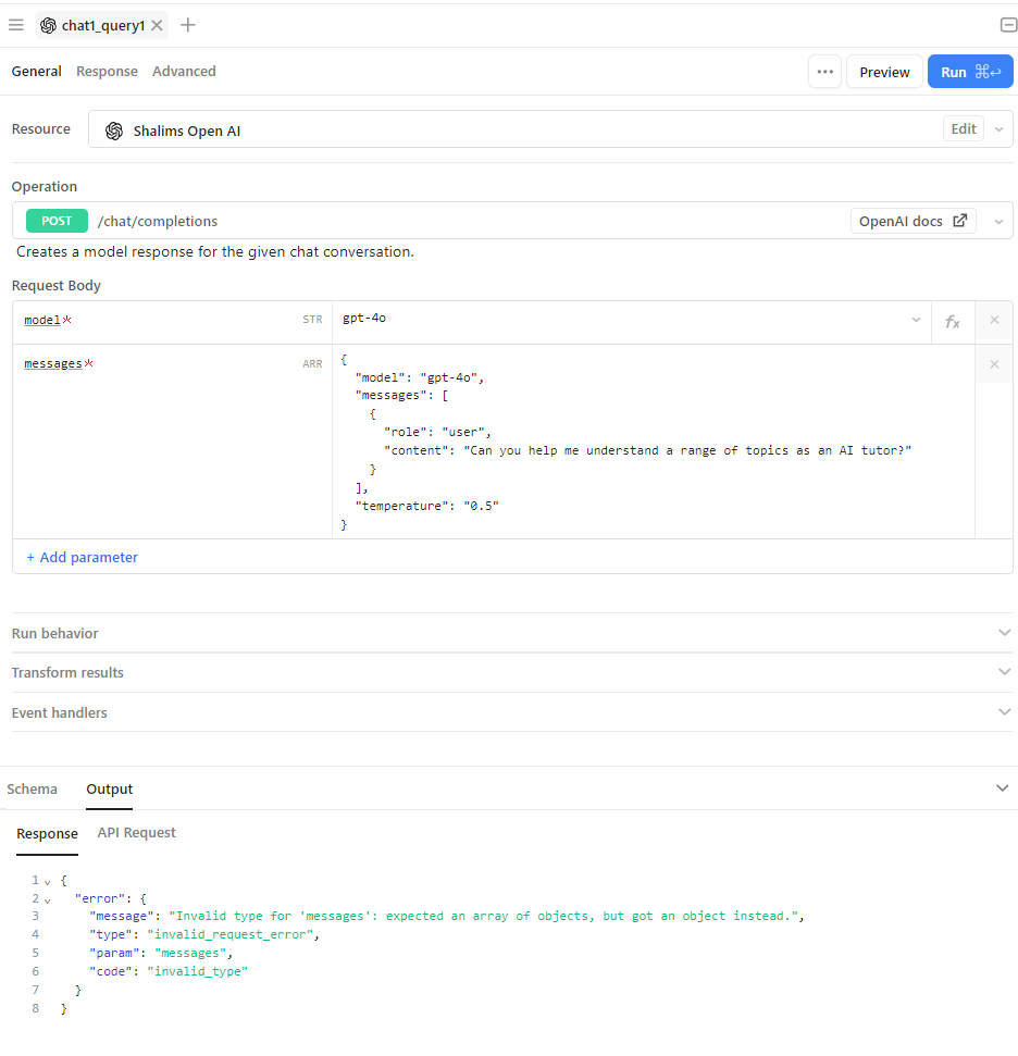 Integrate chatgpt with retool via api