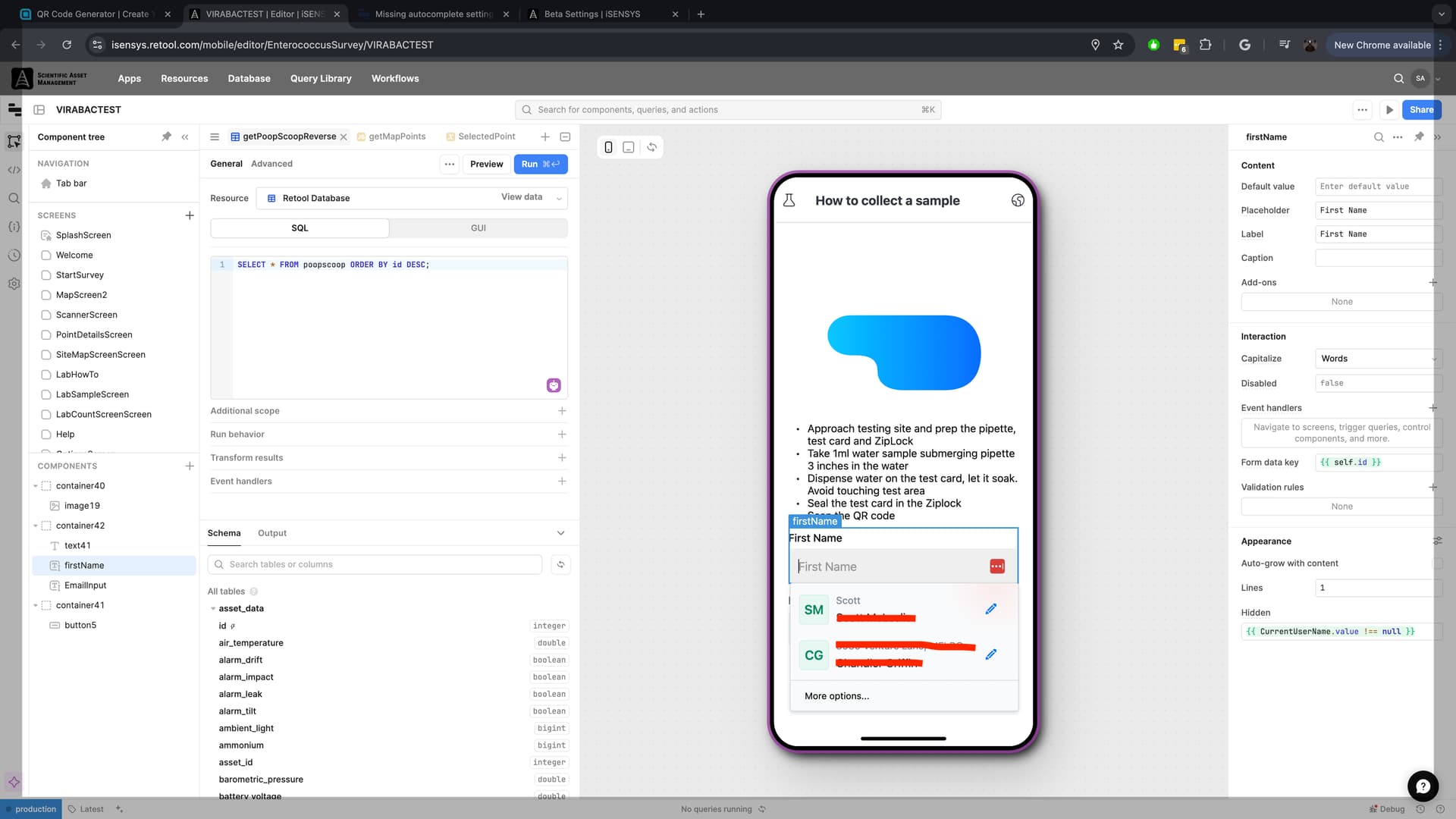 Missing autocomplete settings - 💬 Mobile - Retool Forum