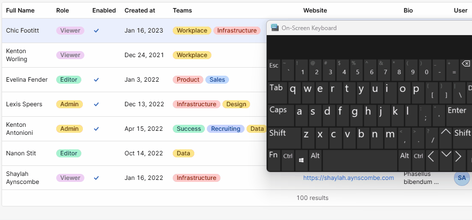 2nd scenario demo with on-screen keyboard